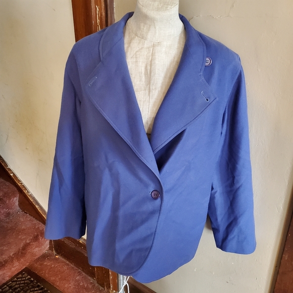 Vintage Christian Dior blue wool blazer jacket 12